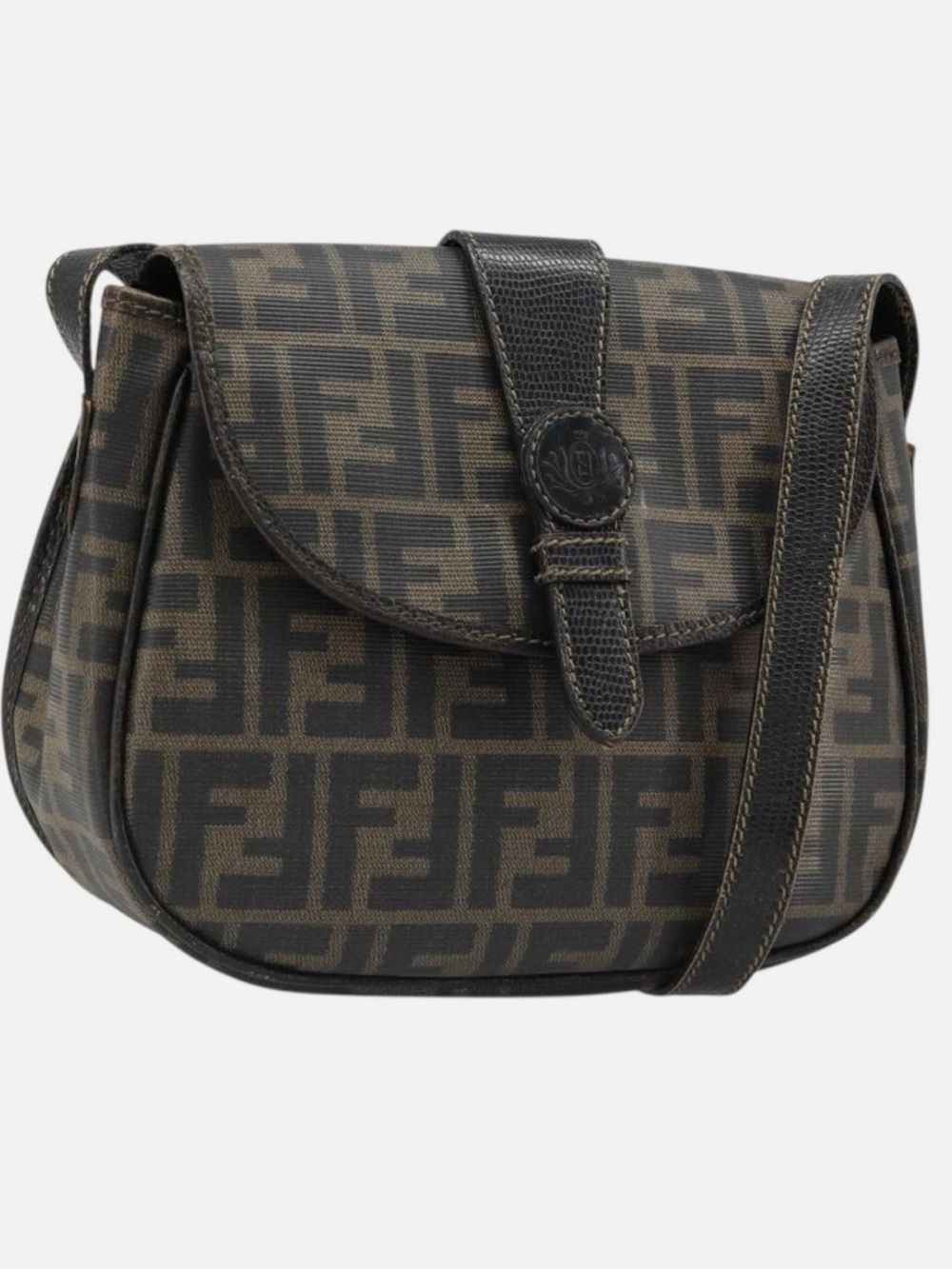 Fendi Brown and Black Zucca Canvas Crossbody Bag